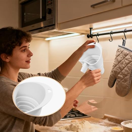 Flour Funnel for Kitchen Aid&Cream Scraper Set, Silicone Food-Grade | Stand Mixer | Leak-Proof Large Capacity Collapsible Design (Blue, Ordinary * 2+ Cream Scraper Set)