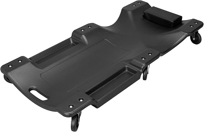 Big RED ATRP6240BR-1 Blow Molded Plastic Rolling Garage/Shop Creeper: 40" Mechanic Cart with Padded Headrest and 6 Casters, 250 LBS, Black