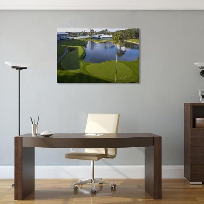 Florida Golf Course Wall Art for Living Room Bedroom Bathroom Home Decorations Golf Wall Decor Paintings TPC Sawgrass Golf Course Picture Poster Canvas Prints Framed Ready to Hang(24''H x 36''W)