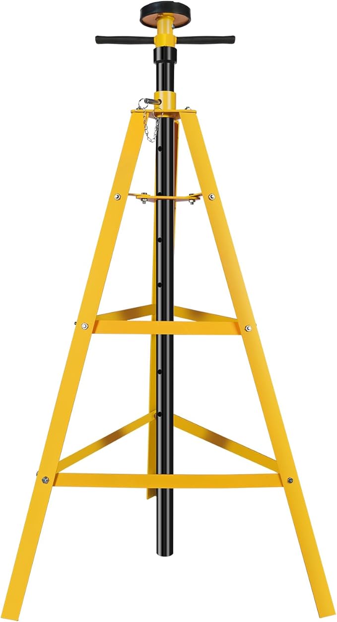 YELLOW JACKET 2 Ton Underhoist Support Stand High-Lift Jack Stand with 53in to 84in Reach for 4,000lbs Loads (Yellow)