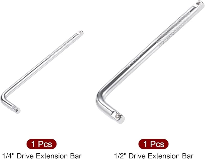 uxcell 1/2" & 1/4" Drive Socket Breaker Set,L Shape Extension Bar Wrench,CR-V,2pcs