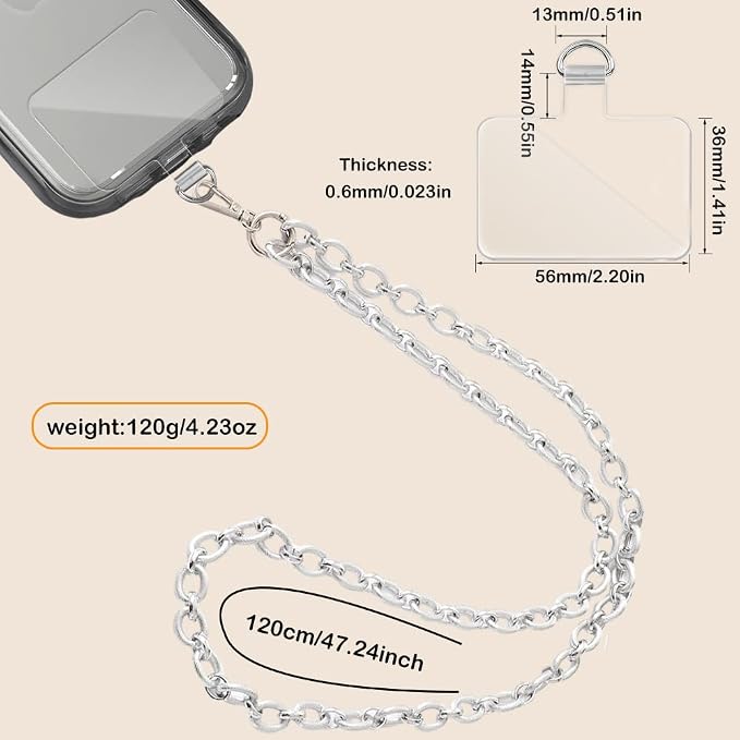 Crossbody Lanyard Strap, Universal Phone Chain Strap with Detachable Tether Tab, Durable Metal Strap Compatible with Most Phone Bags Purse