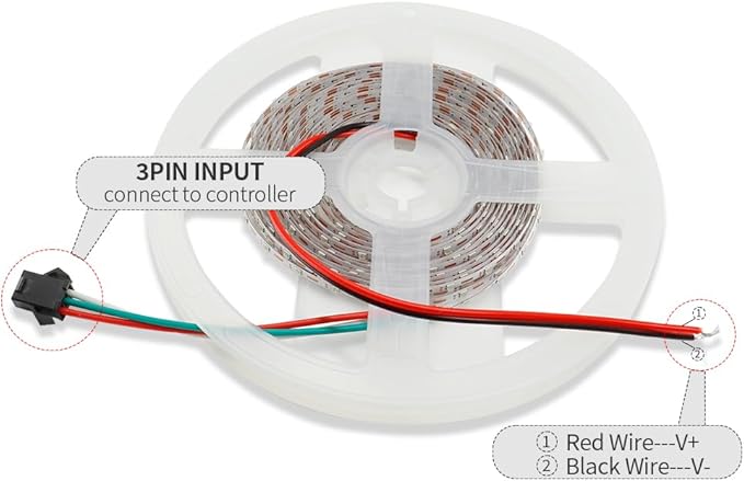 3.2FT WS2812B WS2812 3mm Ultra Narrow LED Strip,DC5V 100LEDs/m Individually Addressable Dream Color Flexible Smart Light Tape for Bedroom,Kitchen,Stage,TV Backlight(No Adapter or Controller)