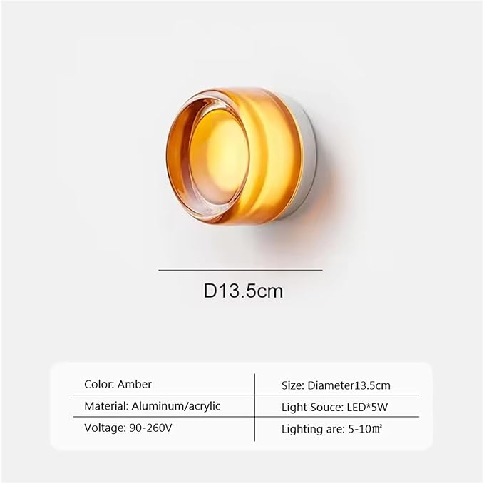 Modern LED Wall Lamp - Amber Jelly Decor Sconces for Living Room, Dining Room, Corridor & Study - Stylish Smokey Grey Home Lighting Fixture