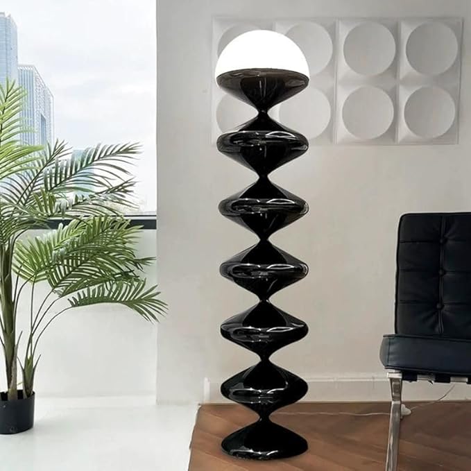 CraftThink Modern Tall Standing Floor Lamp, 47-Inch Height with Acrylic Bowl Shade, Foot Switch for Bedroom Reading Living Room, Bulb Included (Black, 3 Color Light)
