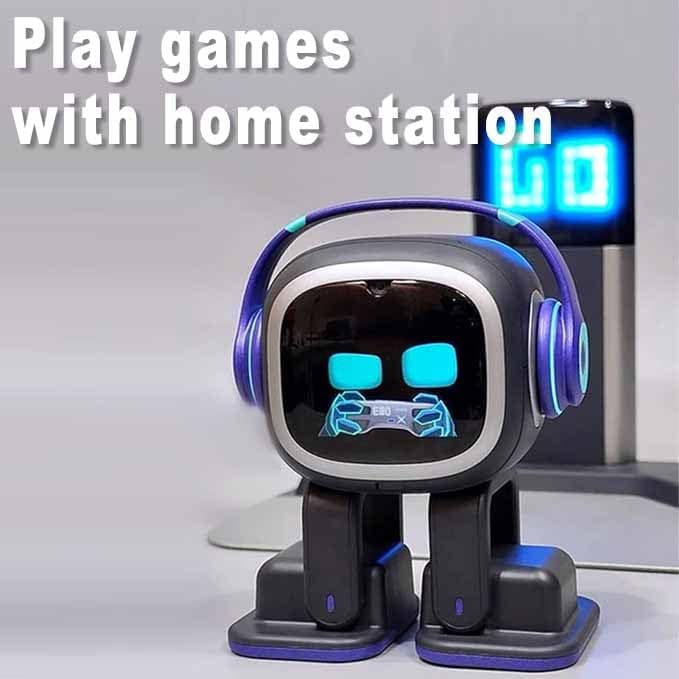 EMOPET AI Desk Robot Companion - ChatGPT Enabled with Voice Commands & Dance Feature, Interactive Robot Pet with Personality, Comes with Charging Home Station