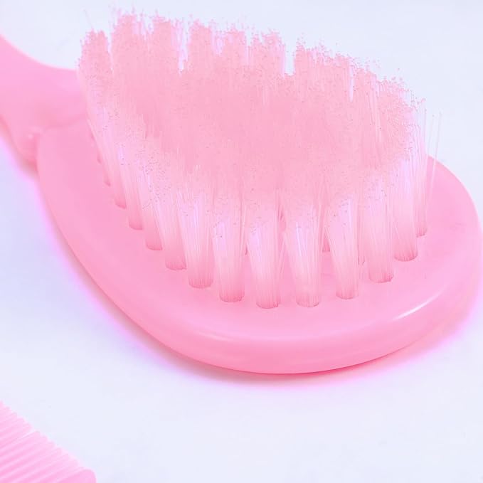 Healifty Baby Comb and Brush Set with Gentle Massage Comb for Newborn Scalp Care Safe and Comfortable Hair Washing for Infant and Toddler 4.72X1.77X0.98 Inch