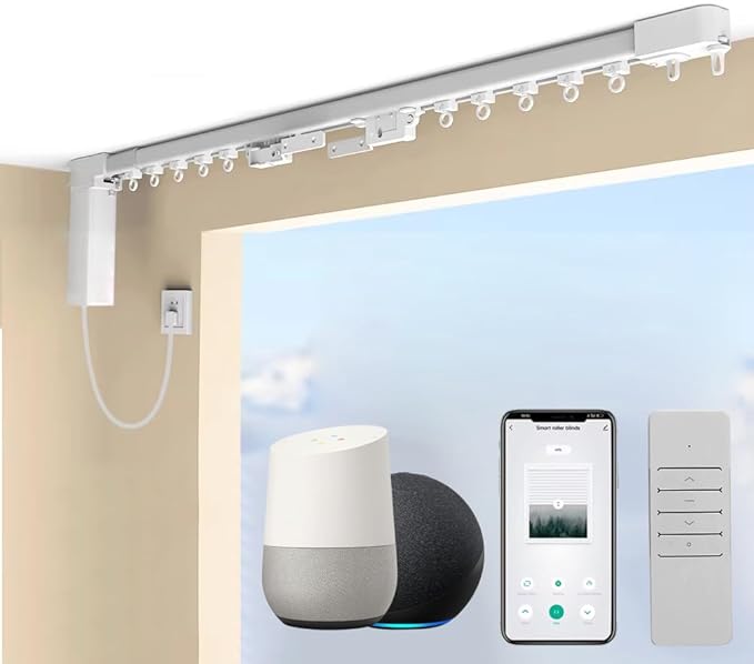 Mini Smart Curtain Track System, WiFi Motorized Curtain Rods Remote Control, Automatic Drapery Opener Compatible with Alexa Google Home, Quiet Electric Tracks (7 meters (275.6 inches))