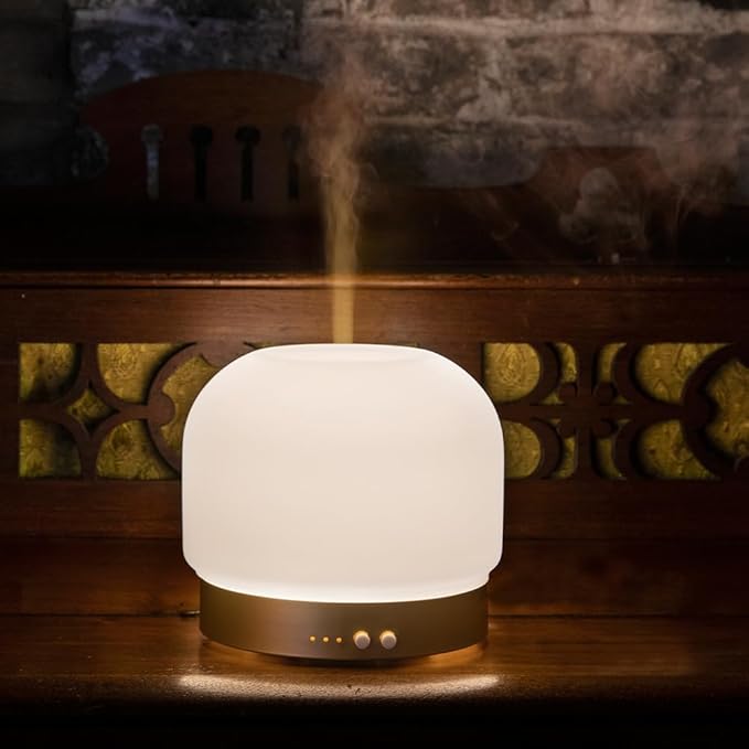 Essential Oil Diffusers for Large Room 280ml Aromatherapy Diffuser for Home - Glass Cover, 4 Timers, Auto Shut-Off, Adjustable Lights, No Beep