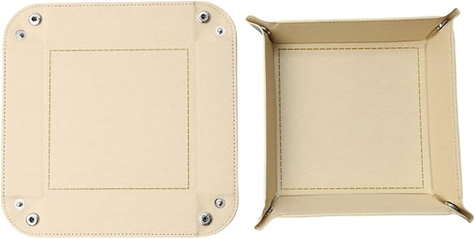 siduater Valet Tray Desktop Storage Organizer – Vegan Leather Catchall Bedside Vanity Tray Nightstand Caddy Holder for Remote Controller, Watch, Keys, Phone, Wallet, Coin, Jewelry, Beige
