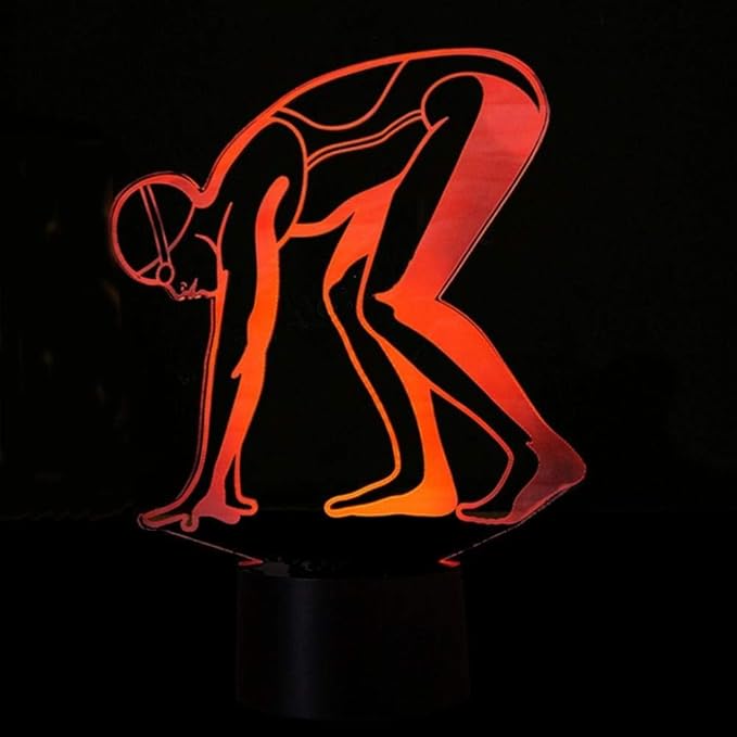 Optical Illusion 3D Sports Swimming Night Light 16 Colors Changing USB Power Remote Control Touch Switch Decor Lamp LED Table Desk Lamp