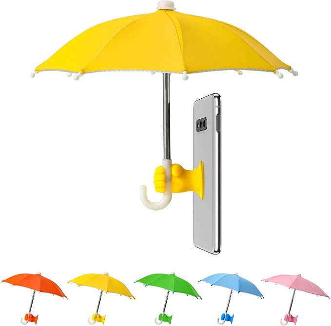 Phone Umbrella Stand, Sun Shade Mini Umbrella for Cell Phone with Adjustable Fist Style Suction Cup, Universal Anti-Glare Sun Visor for Outdoor