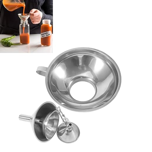 4 Pack Kitchen Funnels Set, Stainless Steel Wide Mouth Canning Funnel with Handles Fit for Wide and Regular Narrow Mouth Mason Jar n Flask Ease Transfer Liquid Serums, Jam, Oils, Spices, Powders