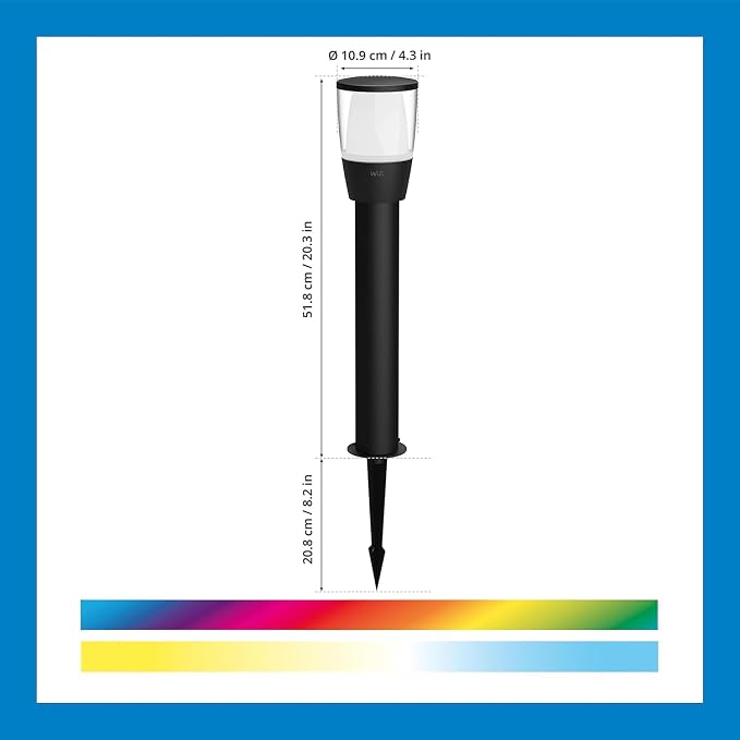 Wiz Wi-Fi LED Smart Color Changing Elpas Bollard Path Light Extension - Pack of 1 - Outdoor - Weatherproof - Control with Wiz Connected App - Works with Google Home, Alexa and Siri Shortcuts