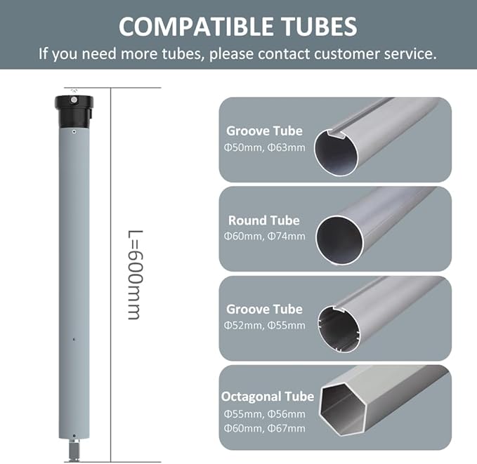 Tuya WiFi Smart Roller Shade Motor 45mm, Electric Blinds Motor No Hub Needed, Compatible with Alexa Google Home, App Control, Heavy Duty Retrofit Kit. (50 N.m for Φ50mm（2") Groove Tube