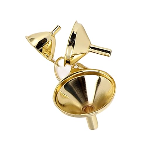 Estink 3-Piece Golden Stainless Steel Funnel Set, Multi-Size Kitchen Tools for Liquids and Oils, Gold Finish