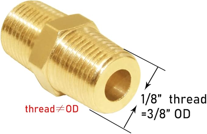 Joywayus Hex Nipple 1/8" Male x 1/8" Male NPT SolidBrass Threaded Straight PipeNipple Fittings for Brew Kit Home Piping (Pack of 5)
