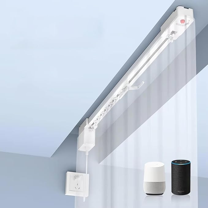 ZigBee 3.0 Smart Curtain Track System, 2.0N.m Quiet Brushless Motor, Hidden Automatic Curtain Opener with Remote, Alexa & Google Home, 132lb Heavy Duty, SX-X20 (6 meters (236.2 inches))
