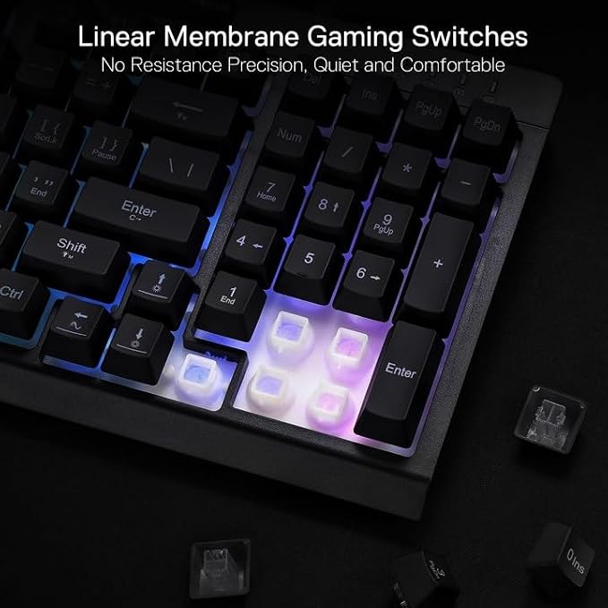 Redragon K515 Shiva Wired RGB Membrane Gaming Keyboard, 98 Keys Mechanical-Feel Keyboard w/Smooth Linear Switch, On-Board Macro & Dedicated Multimedia Keys, Detachable Wrist Rest, Software Supported