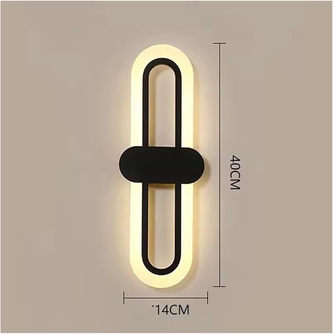 Bedroom Bedside Modern Minimalist Living Room Background Wall Led Three-Color Light-Changing Wall Lamp Simple Aisle Balcony Lamp(Black,Nature White(3500-5500K))