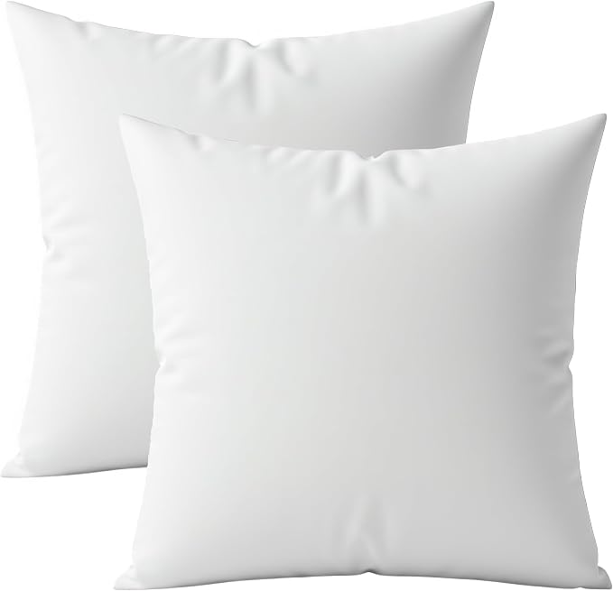 Digital Decor Decorative Throw Pillow Inserts 26x26 Set of 2, Extra-Full Down Alternative Hypoallergenic Pillow Forms for Couch, Sofa & Bed, Made in USA Square Cushion Inserts, White