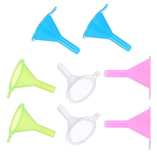 16 Pcs Small Funnel Set for Filling Tiny Bottles Essential Oils Powder Spices Glitter, Plastic Narrow Neck Mini Funnels, Food-Grade Tiny Funnels for Lab Bottles Sand Art Perfume Spice Powder