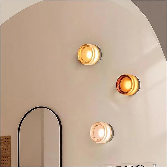 Modern LED Wall Lamp - Amber Jelly Decor Sconces for Living Room, Dining Room, Corridor & Study - Smokey Grey Fixture, Stylish Home Lighting & Decor