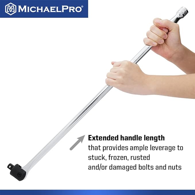 MichaelPro 1/2-Inch Drive x 24-Inch Extension Breaker Bar, Premium Cr-V Steel | MP007006
