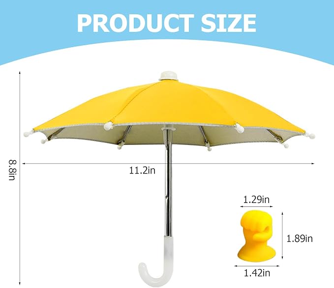 Phone Umbrella Stand, Sun Shade Mini Umbrella for Cell Phone with Adjustable Fist Style Suction Cup, Universal Anti-Glare Sun Visor for Outdoor
