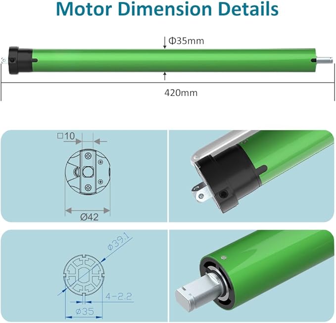 Electric Roller Shade Motor 120V Hardwired Tubular Motor Kit, High Torque Heavy Duty Blind Drive for 1.57”/2” Tube, Mechanical Limit (Switch Control) (6.0 N.m for Φ40mm (1.57") Groove Tube)