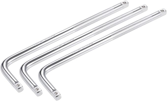 uxcell 3 Pcs 3/8" Drive Socket Breaker L Shape Extension Bar Wrench, CR-V