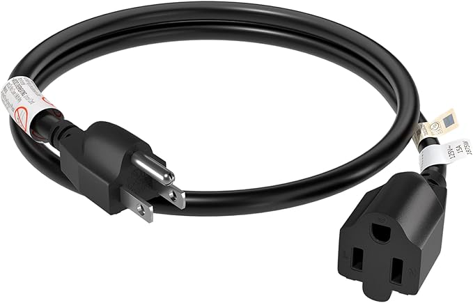 FIRMERST 15 Amp 2 Feet 3 Prong Extension Cord 14 Gauge 1875W Black