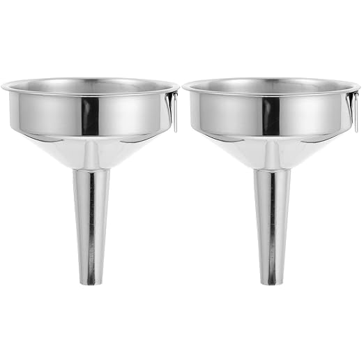 Hemoton 2-Piece 4 Inch Stainless Steel Funnel Set with Strainer for Kitchen Use - Metal Funnel for Precise Liquid and Dry Ingredient Transfer