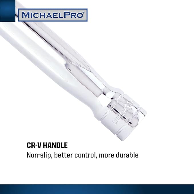 MichaelPro MP007003 1/2" Drive Extension Breaker Bar/Flex Handle, 18” Length, Connect Your Ratchet with this Breaker Bar, Rotating Flex Head (18” Length)