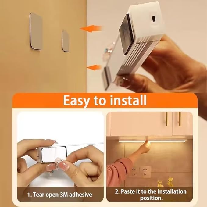 2025 Upgraded Punch-Free Smart Sensor Magnetic Rechargeable LED Lights, Rechargeable Motion Sensor Light, Wireless Motion Sensor Indoor Lights, Stick On Lights for Kitchen/Stairs (8PC-White, 3.9in)