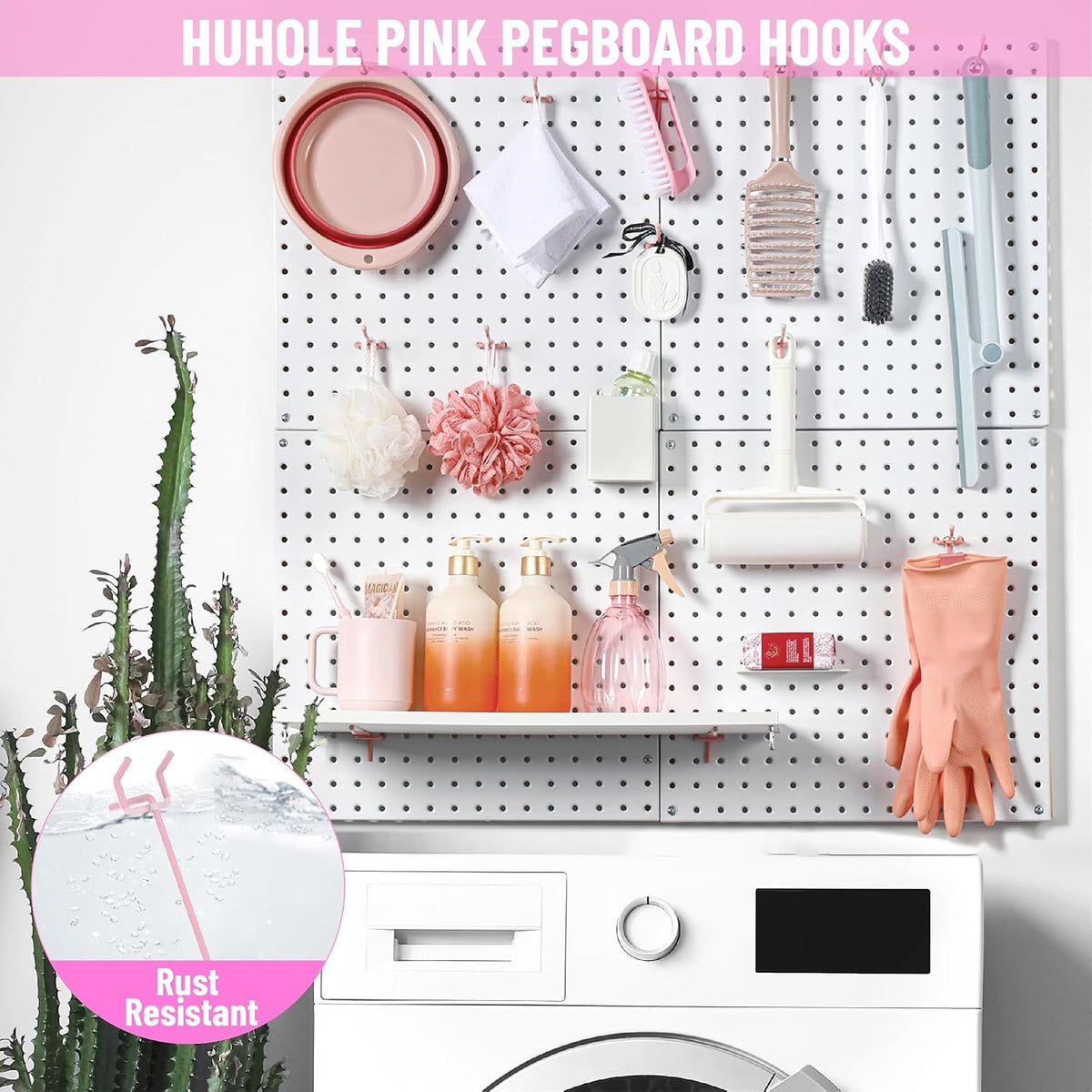 50 Pack 4 Inch Pink Pegboard Hooks with Rubber Tips