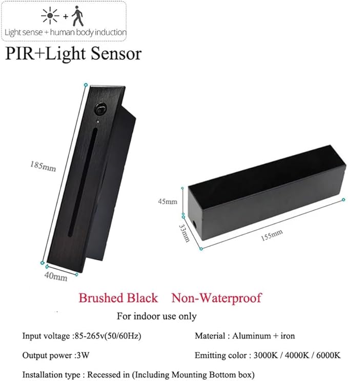 Recessed LED Step Lights Stair Light Indoor, 90-265V 3W Not Waterproof for Stairs/Decks/Steps/Door Side/Hallway/Doorway/Paths Lighting 10PCS-4000K Brushed Black