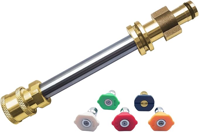 1/4 Inch Quick Connector Pressure Washer Adapter with 5 Color Spray Nozzles, Compatible with Sun Joe SPX200 SPX201E SPX1500 SPX4003 SPX2500 SPX2598 SPX6000 SPX205E-MAX, Suitable for Truper Hila 1600