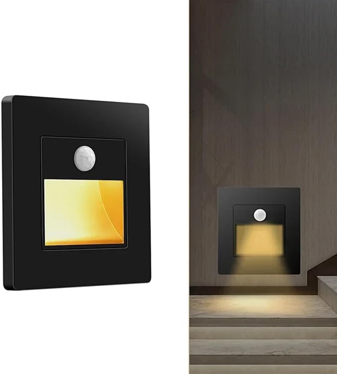 1 Pack Recessed Motion Sensor Light Indoor LED Night Lamp Sensor Intelligent Wall Light for Hallway, Kitchen, Hallway, Bedroom, Bathroom, Stairs