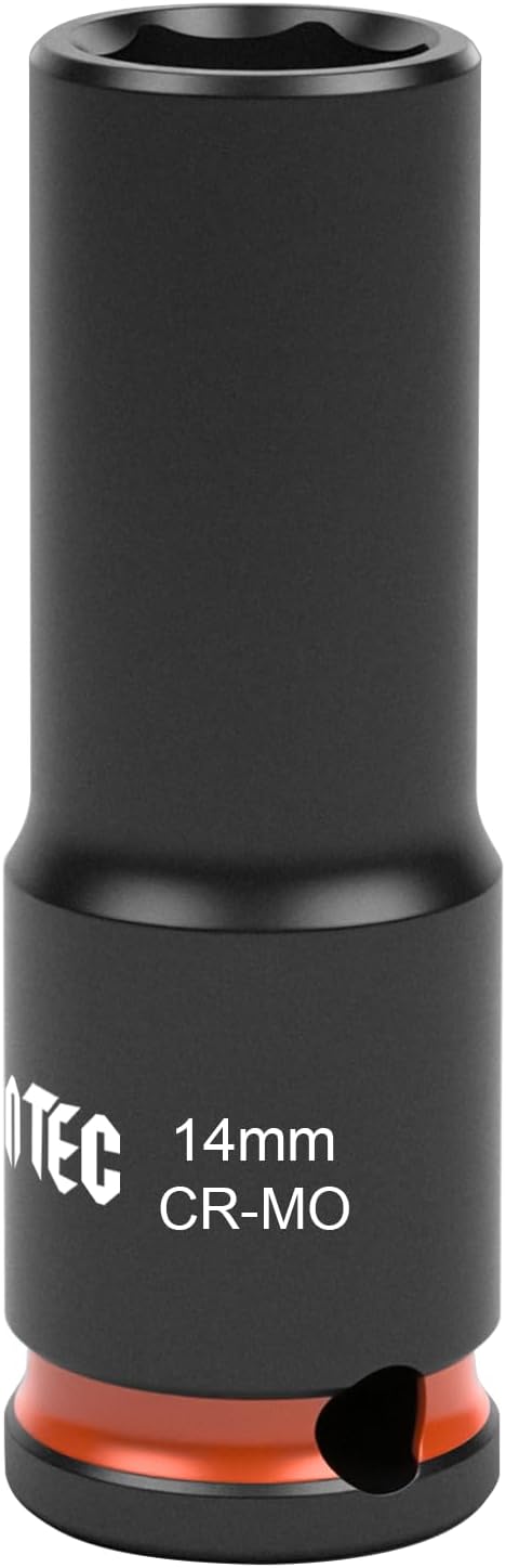 6-Point Deep Impact Socket, 3/8-Inch Drive 14mm Socket, Cr-Mo,Automotive, Truck Maintenance, Heavy Equipment Repair