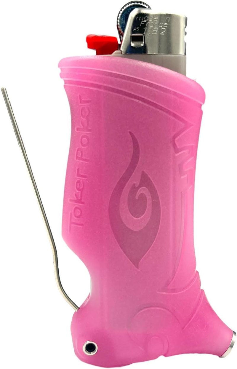 Toker Poker - Bic Lighter Sleeve Glow in The Dark - All Inclusive Tool for Camping and Other (Glow Pink)