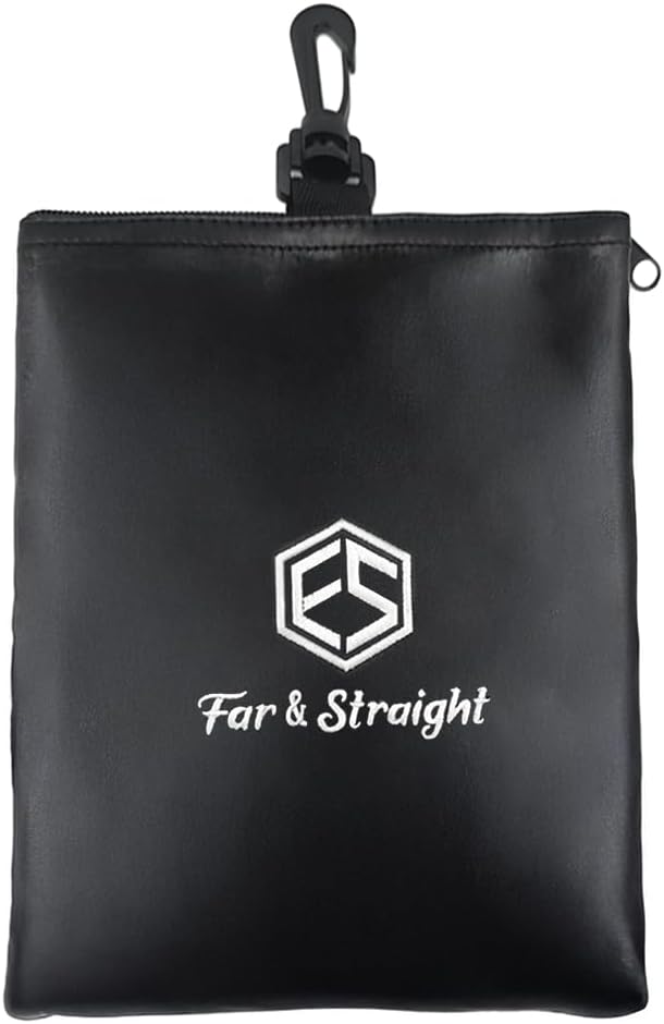FAR&STRAIGHT Multifunctional Golf Accessories Pouch – 3 Zippered Compartments for Golf Tees, Balls, Markers & Personal Items | Clip-On Bag for Easy Attachment to Golf Bags