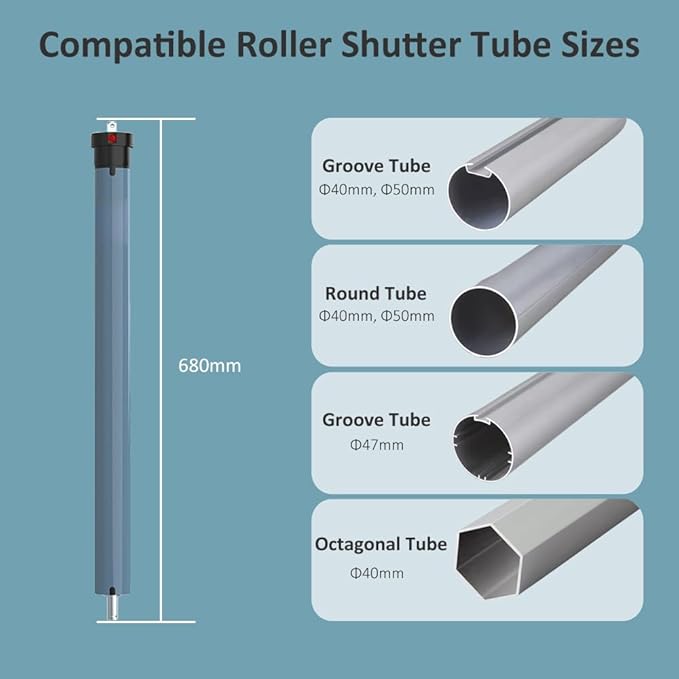 Motorized Roller Shade Motor Kit, 4800mAh Rechargeable Electric Blind Motor, Remote Control Retrofit, High Torque Tubular Drive for Window Shades (10 N.m for Φ50mm (2") Round Tube)