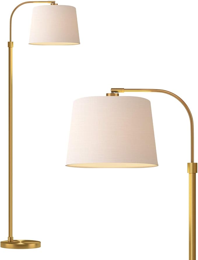 Oneach 62" Gold Floor Lamp for Living Rooms Tall Arc Standing Lamps for Bedrooms Industrial Corner Nursery Girls Kid Vintage Mid-Century Modern Reading Light Office Antique Brass Shade Lantern