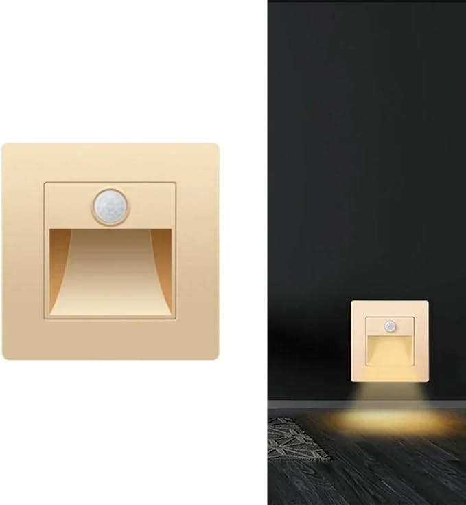 1 Pack Motion Detector Sensor LED Stair Light Infrared Human Body Induction Lamp Recessed Steps Ladder Staircase Bedroom Decoration LED Night for Kitchen, Bathroom, Stairs