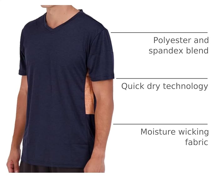 5 Pack Men's Dry Fit V Neck Gym Workout T Shirts Athletic Moisture Wicking | Cooling, Quick Dry, Breathable, Short Sleeve, Exercise, Cycling, Sports, Outdoor, Fitness, Golf, Crossfit, Hiking, Tennis