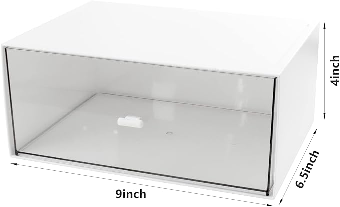 Desk Drawer Organizer, Stackable Storage Drawers, Plastic White Desk Organizers Great for Makeup Storage Bathroom Organization Accessories Etc - Large 1 Drawers (White)