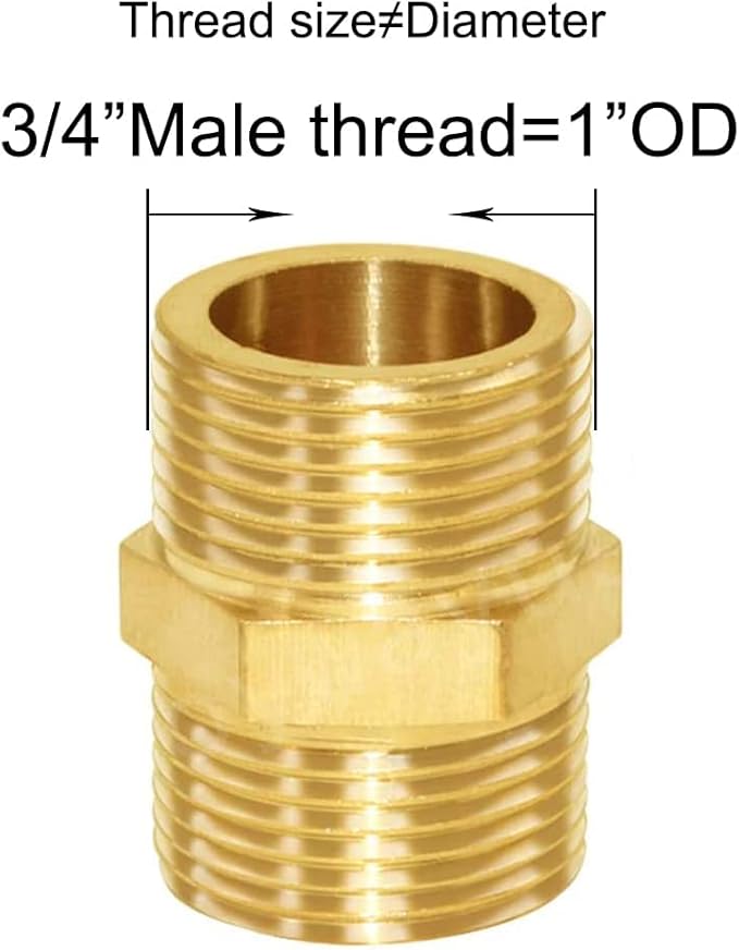Joywayus Brass Pipe Fitting Hex Nipple Equal 2Pcs 3/4"NPT Male + 2Pcs 3/4"NPT Female Air Fuel Water (Pack of 4)