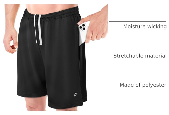 Quick Dry Knit Men's Athletic Shorts Loose-Fit Running Workout Gym Shorts