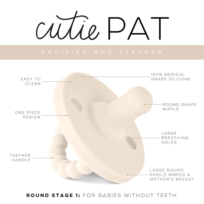 Ryan & Rose Cutie PAT Pacifier Teether (Stage 1, Ivory)